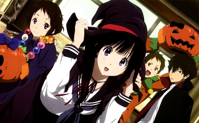 Hyouka Halloween: Oreki, Chitanda, Ibara, and Fukube