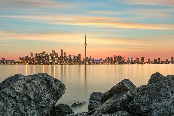 Toronto Skyline at Sunset with CN Tower
