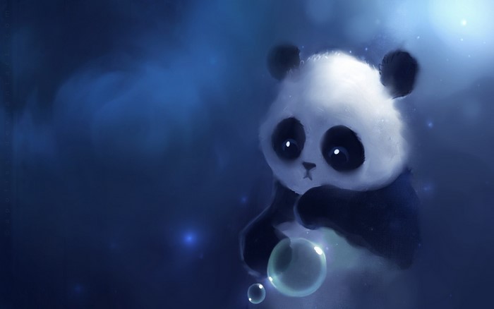 Cute panda with bubbles digital art