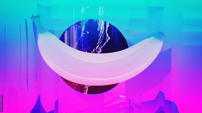Glitch art vaporwave abstract banana