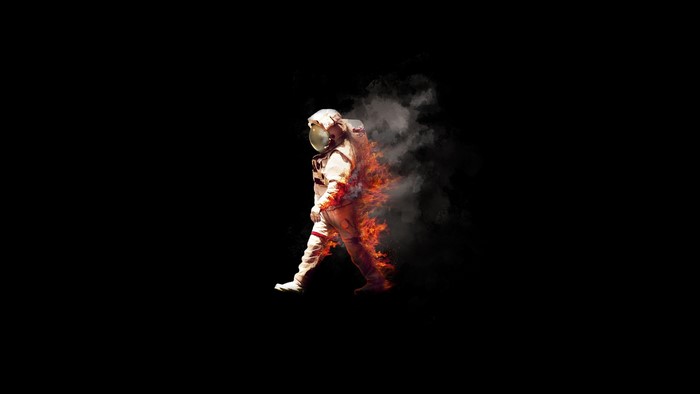 Astronaut on fire in space