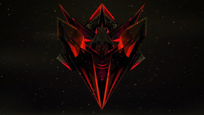 Abstract red and black geometric crystal