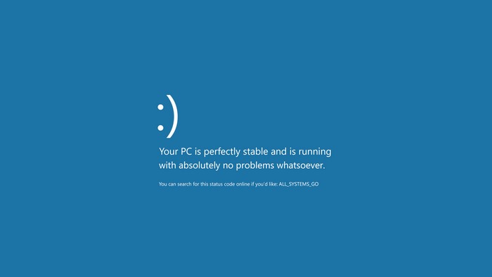 Windows Blue Screen with "ALL SYSTEMS_GO"