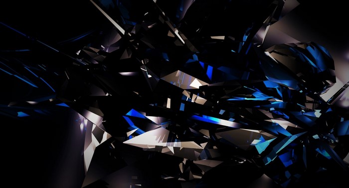 Abstract dark 3D shards with blue and bright highlights