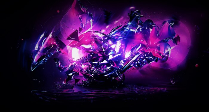 Vibrant Purple and Blue Abstract Glass Shards