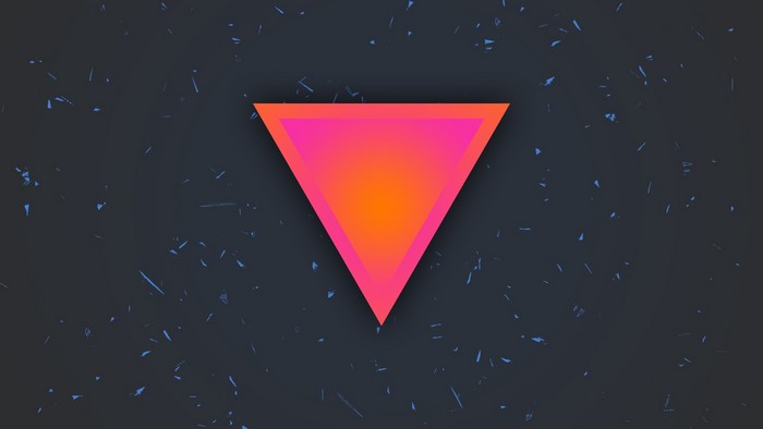 Abstract gradient triangle on speckled dark background