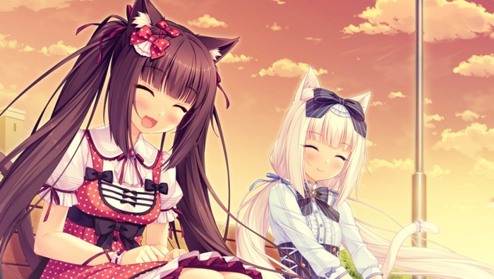 Neko Para Vanilla and Chocolat in a park