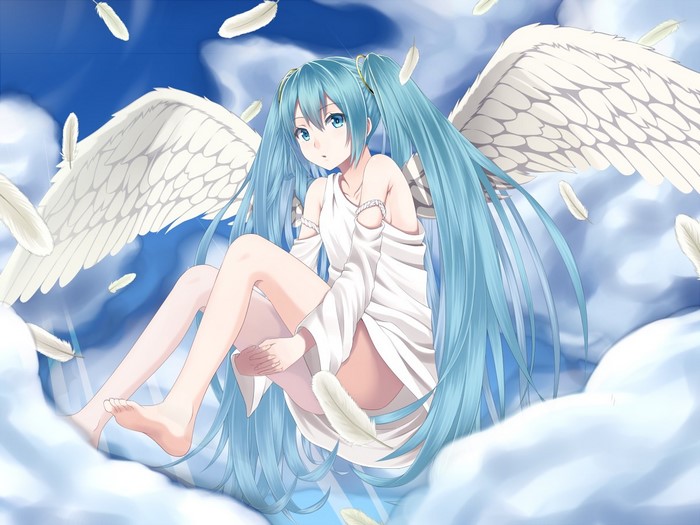 Hatsune Miku from Vocaloid as an angel