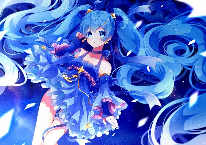 Hatsune Miku in a blue starry dress