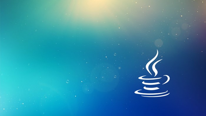 Java logo on a blue and yellow gradient background