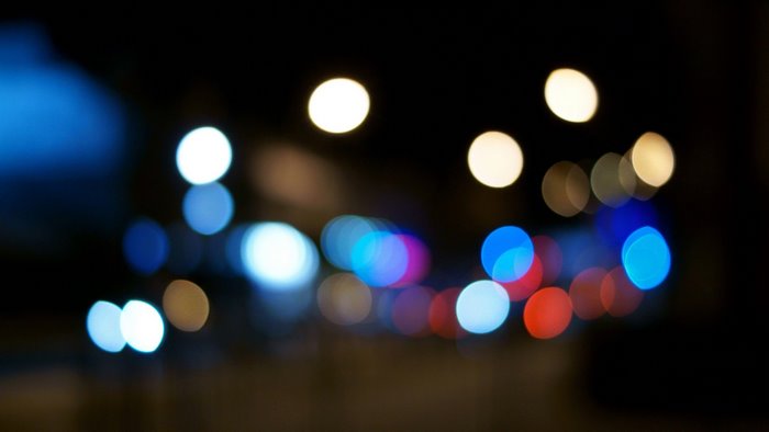 Bokeh lights from traffic at night