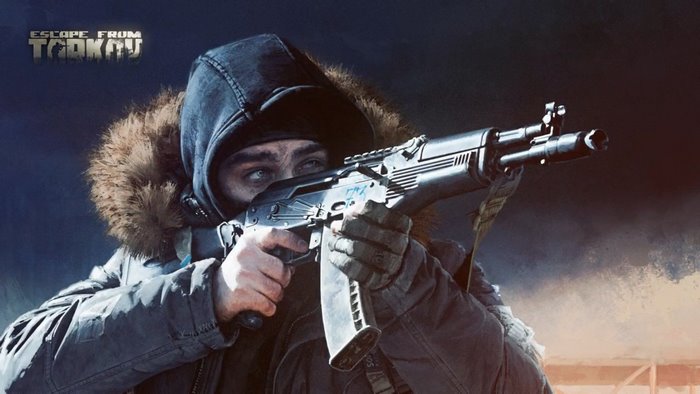 Escape From Tarkov character aiming assault rifle
