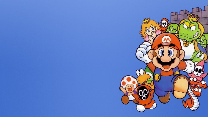 Super Mario characters with King K. Rool and Shy Guys