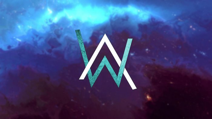 Alan Walker logo on a nebula background