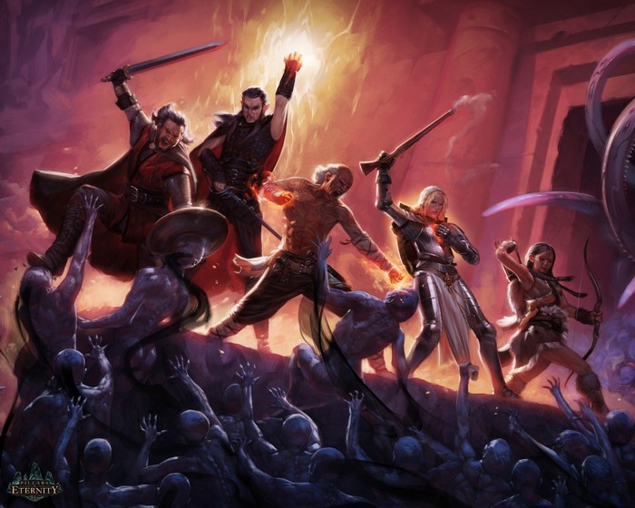 Pillars of Eternity RPG characters fighting undead