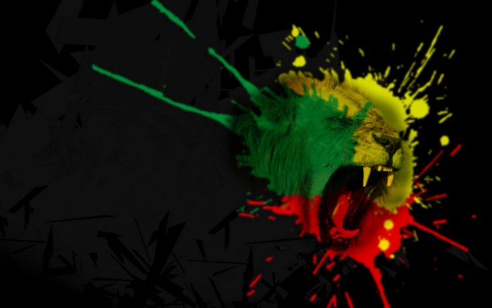 Rasta Lion with Vibrant Paint Splashes