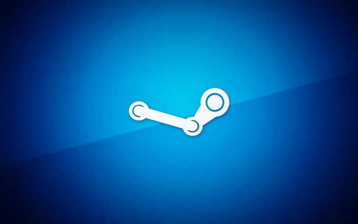 Steam logo on a blue gradient background