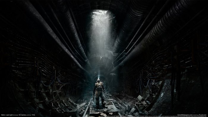 Metro: Last Light character in dark tunnel
