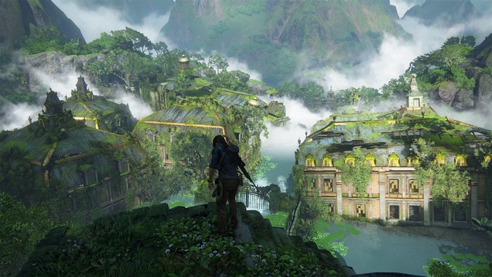 Uncharted 4: A Thief's End - Chloe Frazer in overgrown ruins