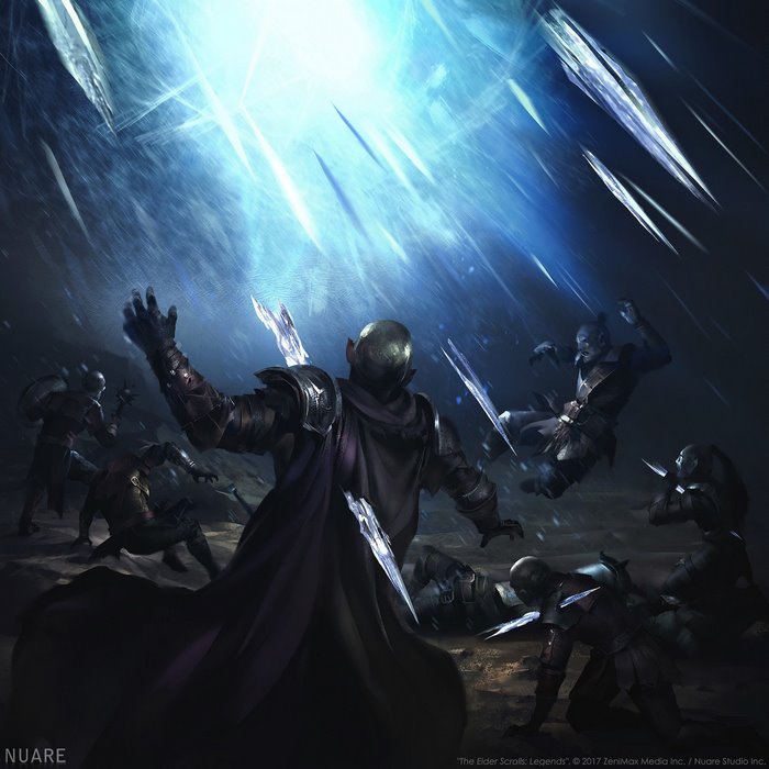 Fantasy art of a battle with ice magic