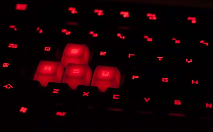 Red backlit gaming keyboard