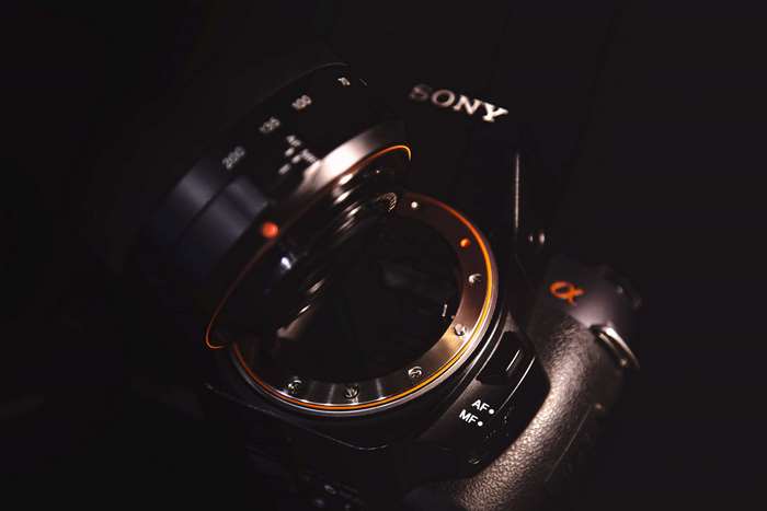 Sony Alpha camera with lens