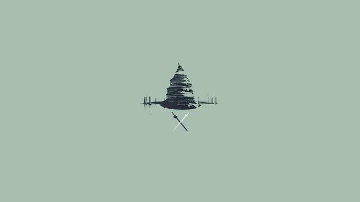 Minimalist Sword Art Online castle and swords