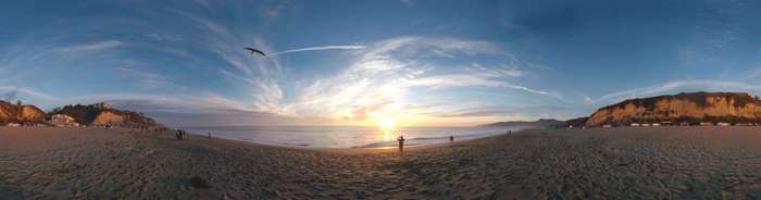 Malibu Beach Panorama at Sunset 4K
