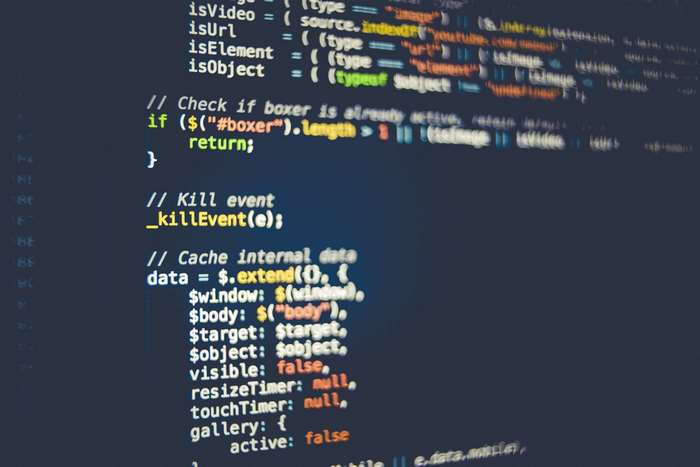 Computer screen displaying code