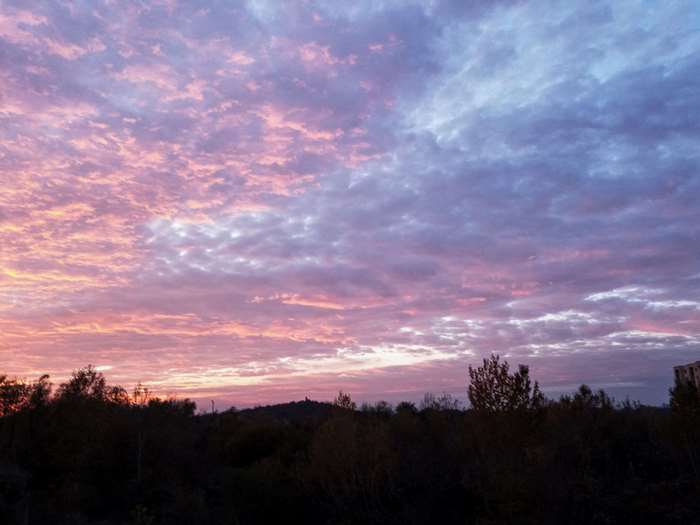 Pink and purple clouds at sunset over Slovakia