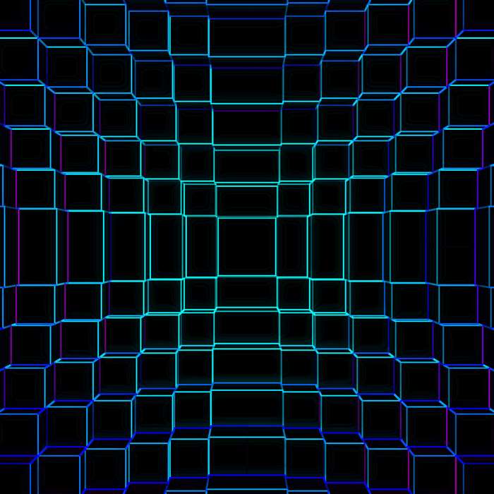 Abstract Neon Grid Cubes 4K