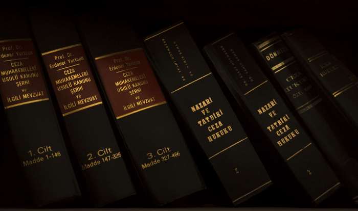 Law books on a shelf