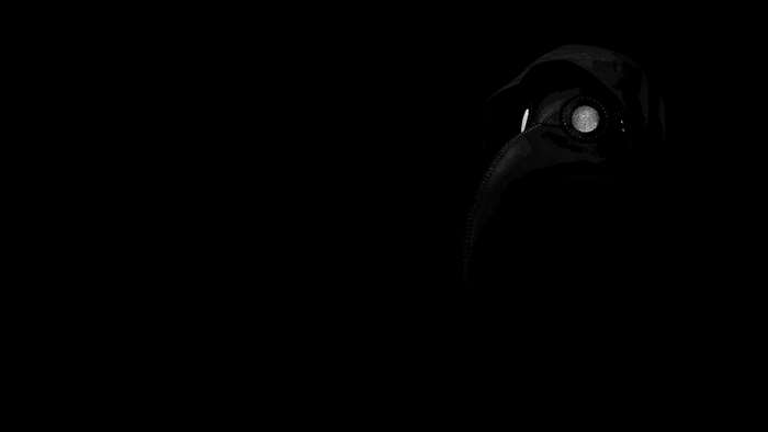 Plague doctor mask in darkness