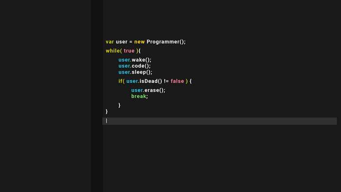 Programmer code in a dark IDE