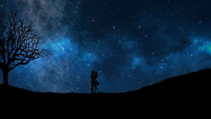 Romantic Couple Under Starry Night Sky 4K