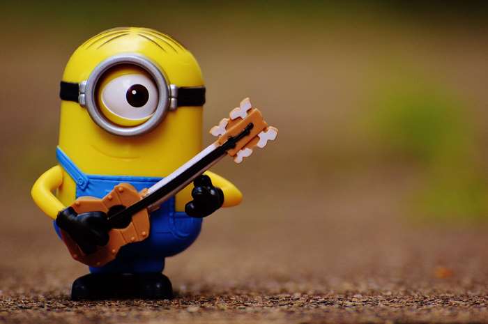 Minion toy playing a guitar