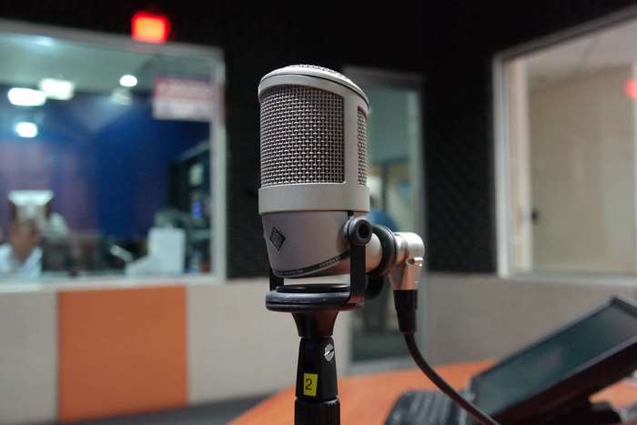 Microphone in a recording studio