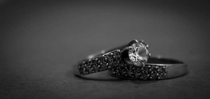 Close-up of two diamond engagement rings