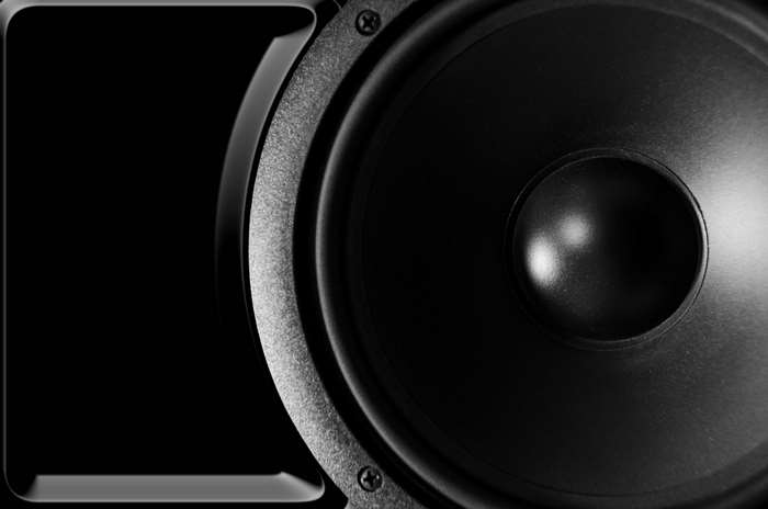 Close-up of a musical speaker in 4K