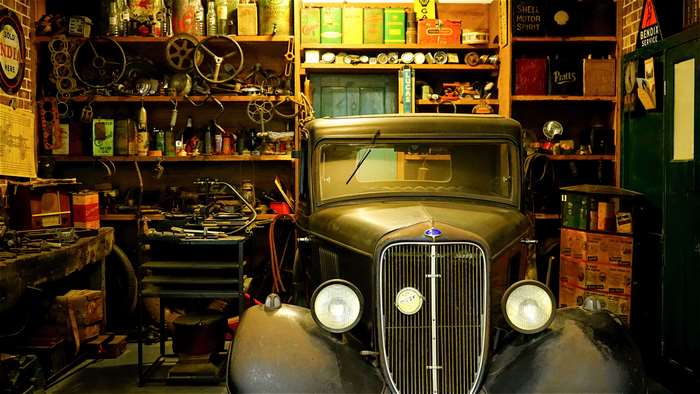 Vintage Car Restoration Workshop with Classic Automobiles
