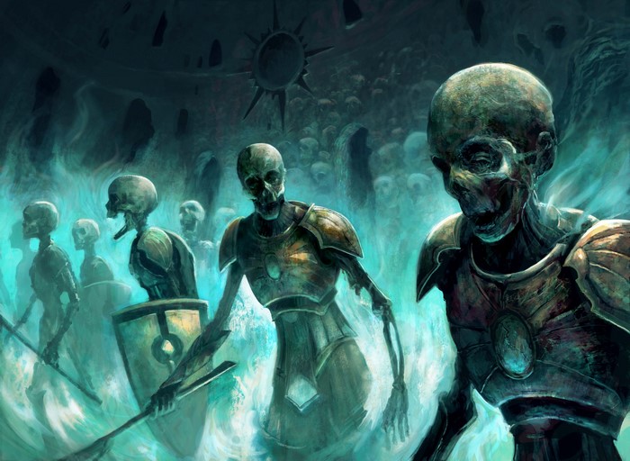 Army of Skeletons in a Dark Cavern