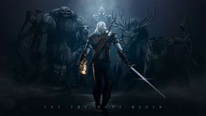 Geralt of Rivia facing monsters from The Witcher 3