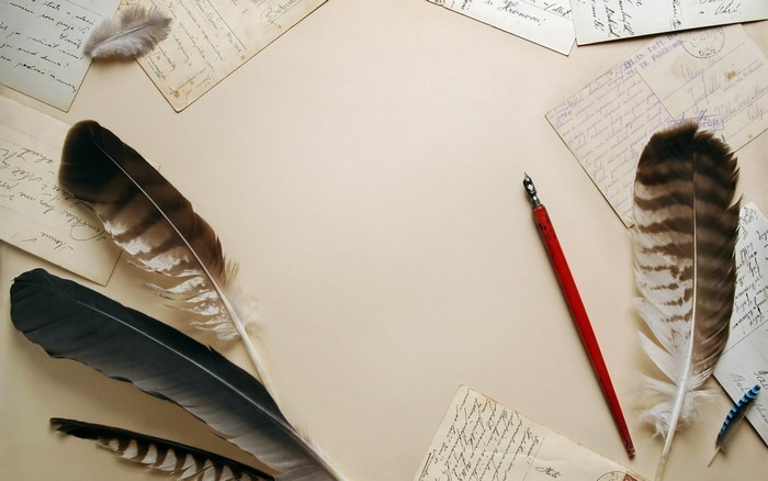 Vintage writing set with quills and ink pen
