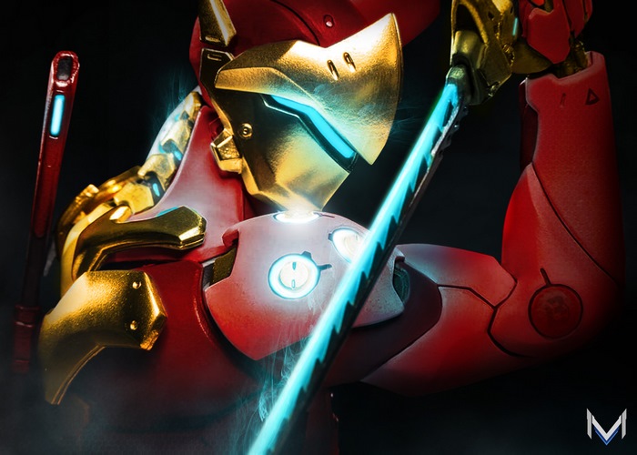 Genji from Overwatch with a glowing sword