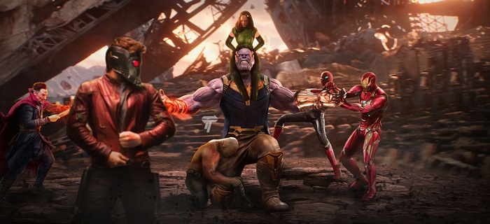 Thanos with Avengers from Avengers Infinity War