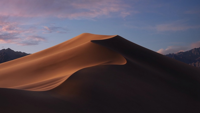 macOS Mojave desert dunes at dusk