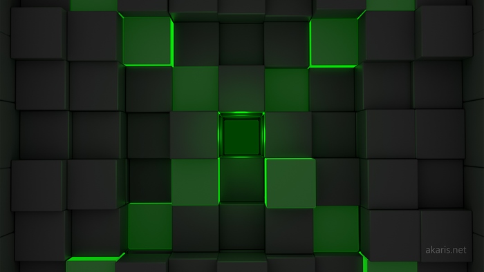 3D Cubes with Green Glow