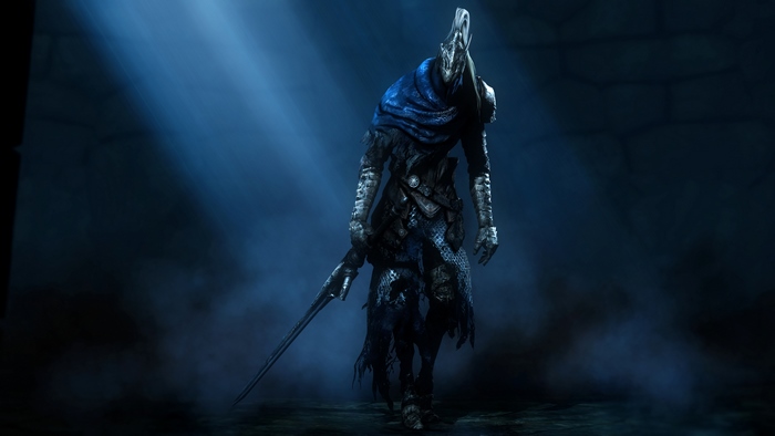 Knight with blue scarf and sword from Dark Souls 3
