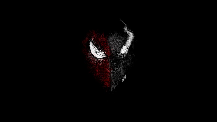Spiderman and Venom split face artwork