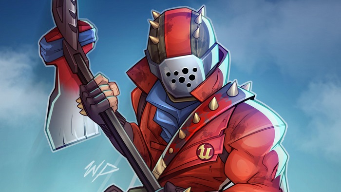 Fortnite character with axe and spikes